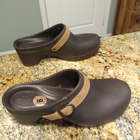 Crocs Sarah Croslite Mule Clog Shoes Brown Slip On Comfort Women's Sz 8 203631 - Picture 5 of 12